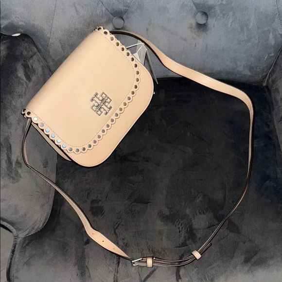 Tory Burch Cream Britten Studs Small Saddle Bag - Picture 8 of 8